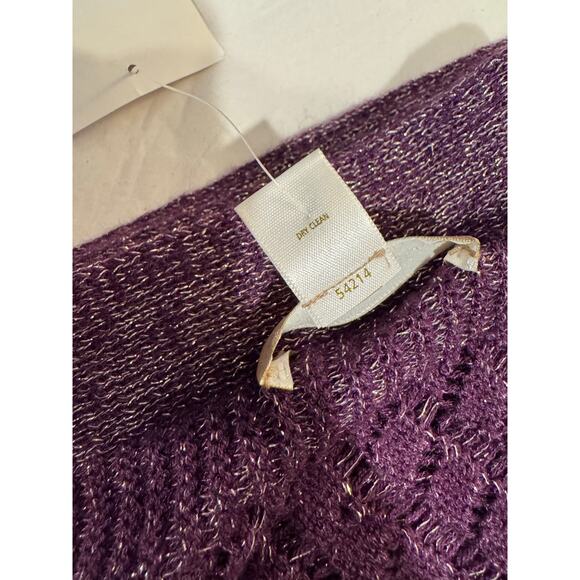 Vintage Y2K Nordstrom NWT Tussah Silk Blend Purple Metallic Ruffle Scarf - Picture 7 of 7